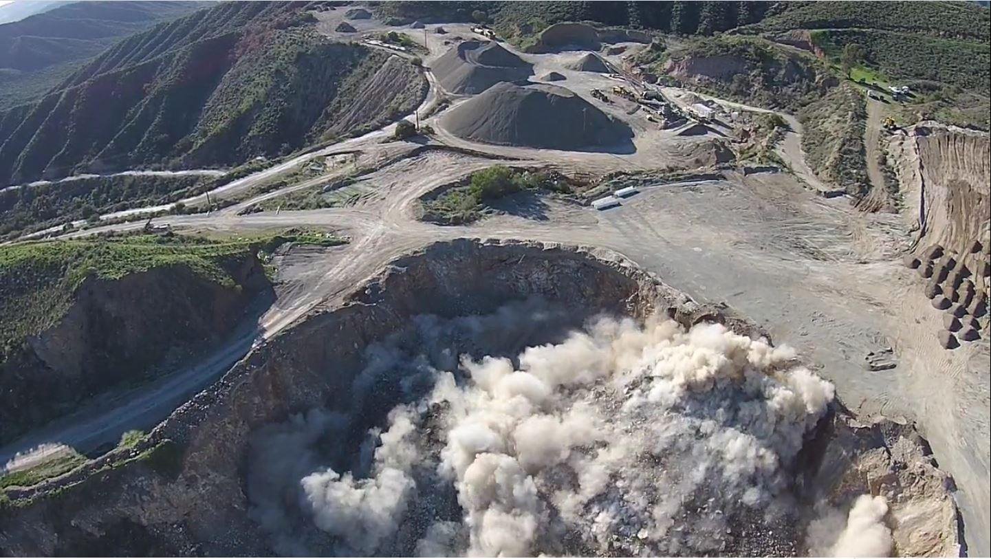 Drone image of exploding mine